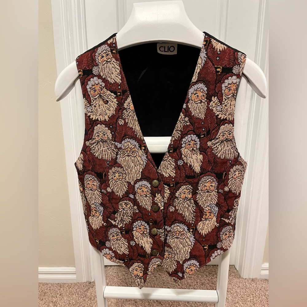 Vintage CLIO Santa Claus Vest Christmas Holiday VTG